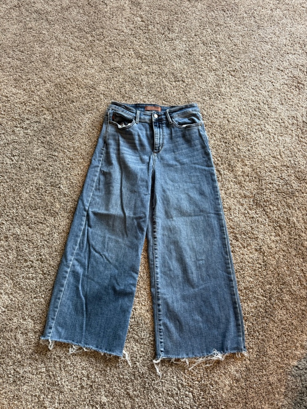 Judy Blue Medium Blue High-Rise Wide-Leg Ankle Jeans